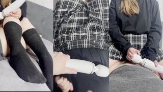 Amateur home movies with an Asian student.  footjob. handjob