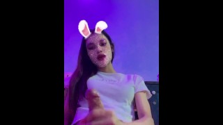 Cute Ladyboy cum on her hand