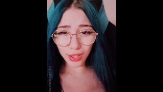 Moaning with vibrator in pussy