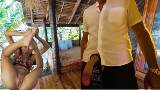 POV version of unexpected face sitting in the middle of day