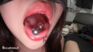 Dick massage with tongue pick with vibrator