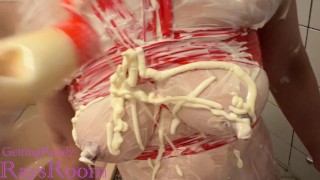 [Mature woman in her 50s] Mayonnaise mess, enlarged nipples, breast play