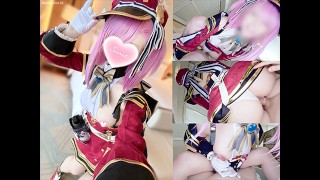 💖【AliceHolic13】Genshin Impact Charlotte Cowgirl & Glove-Handjob Triple Finish