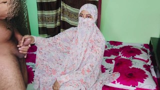 Desi Wife in Burqa Shares Intimate Moment on Bed