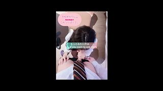 Japanese hi◯h s◯◯ool gi◯l learns blowjob during summer vacation homemade  real