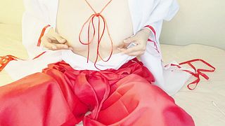 Pure Shrine Maiden♡ Nipple Masturbation & Screaming Orgasm ♡