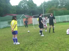 Soccer Star Teen Gets Wild Gangbang Action On Football Field