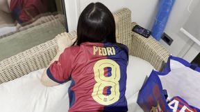 Asian Football Girl in Jersey Got Caught and Punished by Creampie