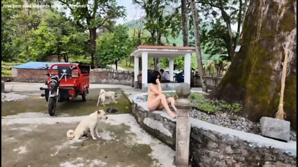 Walking around village naked