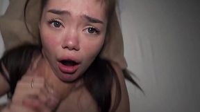 Tiny asian teen gets her delicious pussy broke by a beefy stud