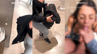 Facial Cumshot in the PUBLIC bathroom of the Shopping Center