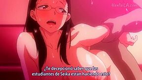 While kissing and giving a blowjob, she squirts and cums inside herself.