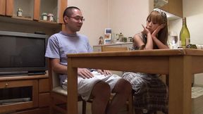 Married Japanese woman wakes up horny and makes her husband come in her mouth and then gives her pussy to a friend