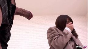 Uncensored JAV Creamie Casting Sex for Japanese Teen by older Guy