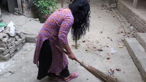 My aunty was cleaning the yard. But I hugged him, put him in my aunty ass, and started fucking him anal