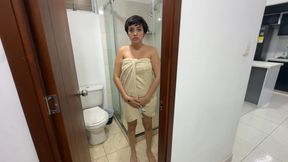 I help my sexy stepsister out of the bathroom who got locked up, in exchange she lets me fuck her hard in her tight ass with my huge cock