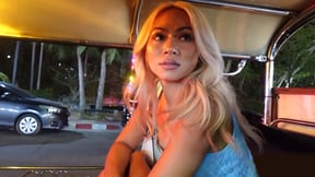 Blonde Asian MILF picked up in a TukTuk and fucked hard at home