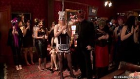 ”Four slaves submit at Halloween party”