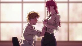 Uncensored Hentai: Beautiful Buxom Redhead Makima (Chainsaw Man) Fucks Her Colleague In the Office