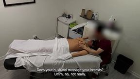 White MILF Rita gets her pussy fucked during a couple's massage