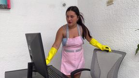 I Find My Maid Watching My Videos Fucking My Girlfriend, as Punishment I Give Her a Hard Fuck