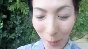 Mature Asians whore in kimono threesome