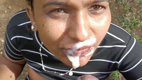 Desi indian Marathi kavita bhabhi fuck in jungle and cum in mouth and cum on face