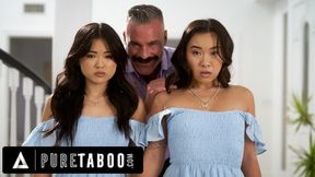 PURE TABOO Asian Stepsisters Lulu Chu &amp; Kimmy Kimm Fulfill Their Stepdad's Doppelganger Fantasy