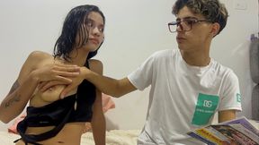 Come on shy stepbrother, I do show you how to fuck a real woman by the hard ass...