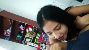 I entered my beautiful virgin stepdaughter's room and gave her to swallow my cum