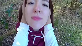 Curvy Busty Pleases Her Bf With Bj & Enjoys Risky Quickie With Her Bf In The Forest - Brunette Babe