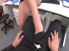 Seductive Japanese Office Lady Gives Foot Fetish Handjob While Wearing Lingerie