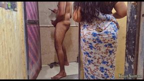 POV Indian Stepmom caught in bathroom and having horny feeling in the pussy