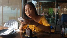 ”Teen GF from Thailand dirty sex at home after chocolate cake”