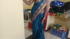 Housewife romance with pattu saree