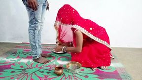 Meri wife ne karwachauth ka vrat rakha or meri pooja ki fir mene meri wife ki chudayi kar di husband wife full night fucking