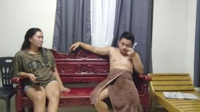 ASIAN WIFE PAYS MONTHLY RENT WITH BLOWJOB AND FACIAL CUM