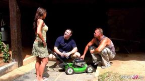 Tiny Thai Girl seduced to Rough Anal Public Threesome by Tourist