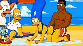 Horny Marge fucked by BBC hunk while cuckold Homer enjoys watching them