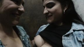 Horny lesbians have fun in a bathroom in the mall in Cucuta Colombia - Porn in Spanish
