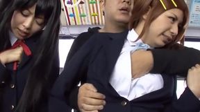 Busty Brunette Cosplayers Cum on the Streets