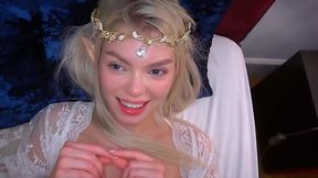 Skinny elf girl gets filled with hot cum by a big cock guy POV