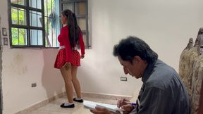 Old man fucks his beautiful and busty stepdaughter