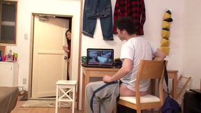 Sloppy Asian MILF &amp; Stepmom Next Door in a Hairy Threesome