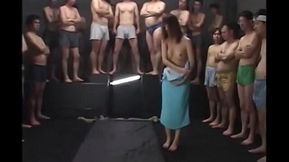 Asian Teen Hung Upside Down for Bukkake Fest